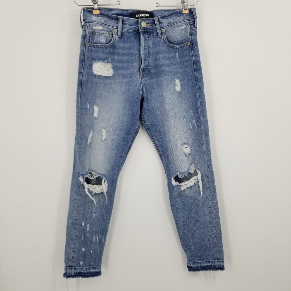 Express‎ High Rise Vintage Skinny Women's Distressed Jeans Size 0